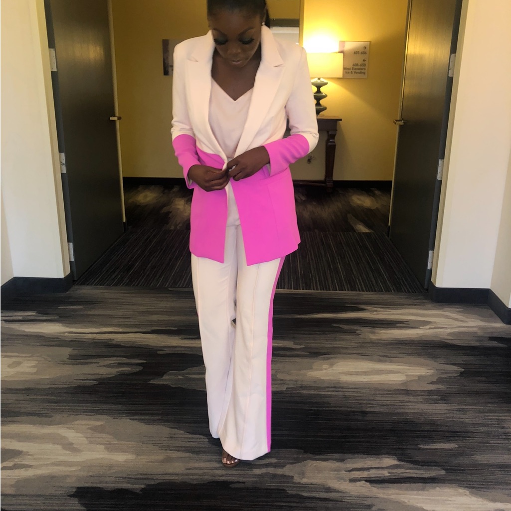 Women's Pink And White Jumpsuit
